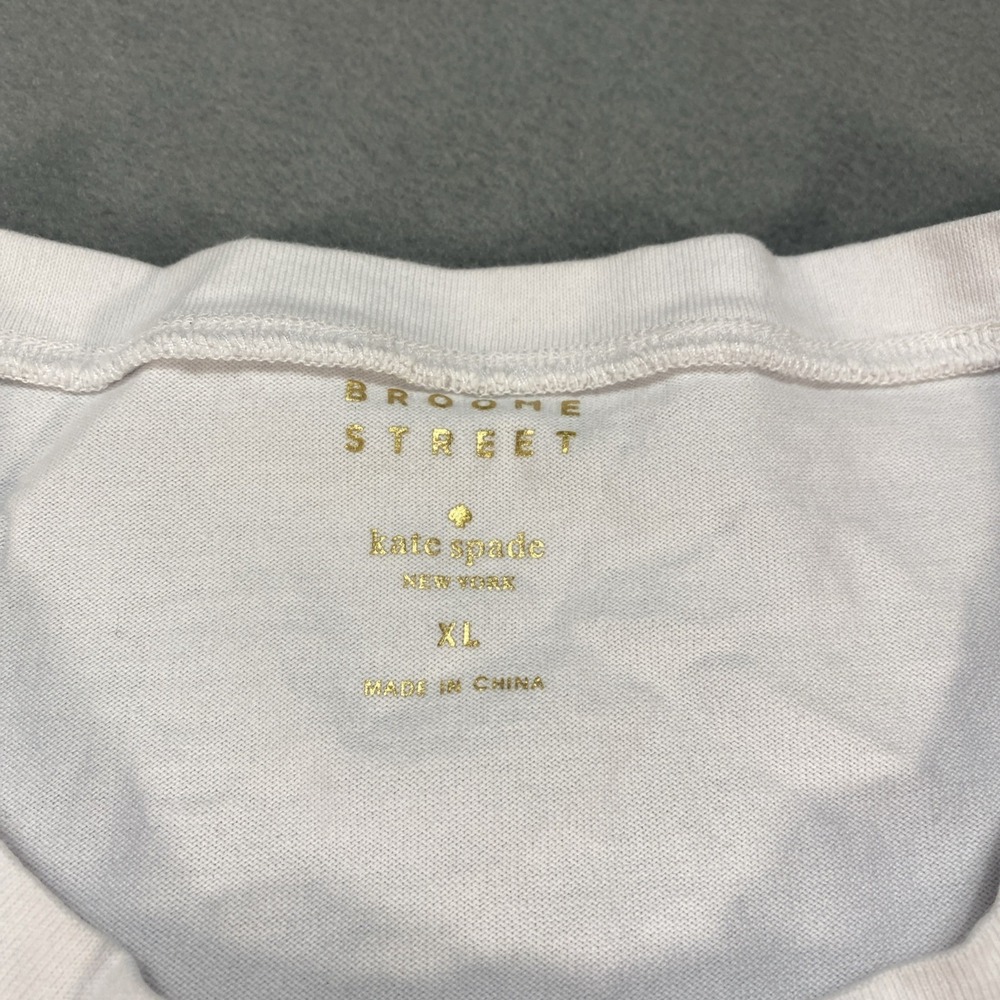 Kate Spade Broome Street Tunic XL White Floral Eyelet Ruffle Hem Cottagecore - Picture 3 of 8